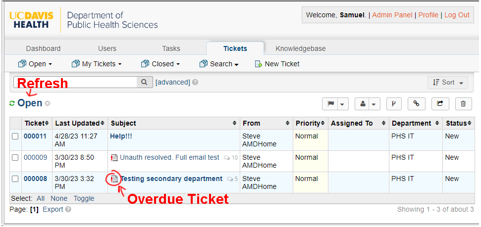 OSTicket - Ticket Queue List